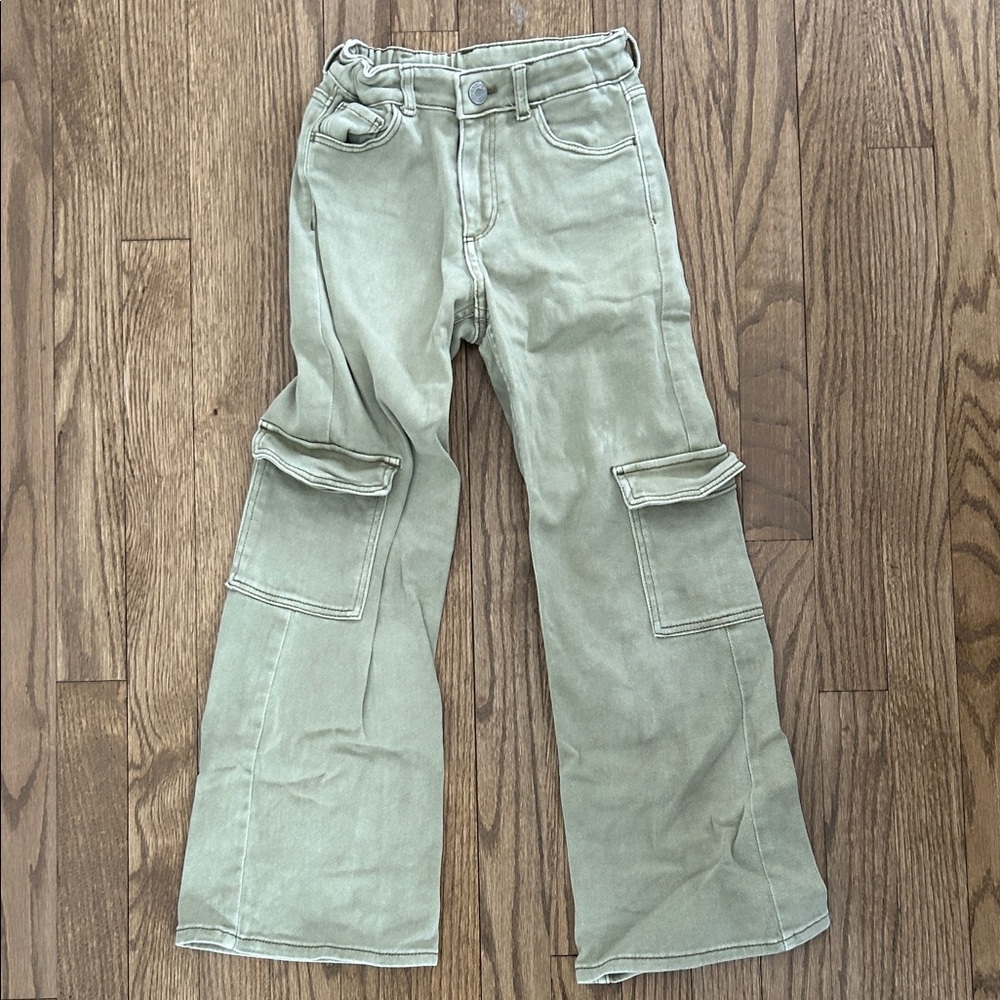 H&M Kids Stylish Olive Cargo Jeans - Size 8